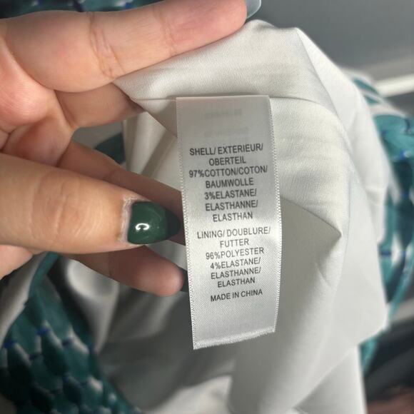 Adrianna Papell Floral Stretch Cotton Fit & Flare Dress Blue Green Size 6 - Picture 5 of 5